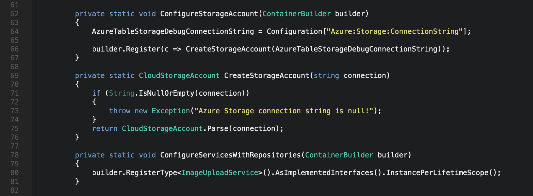 Autofac Dependency Injection Azure Storage