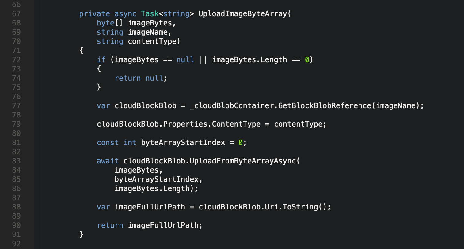 ASP.Net MVC Core Azure Blob Image Byte Array Upload