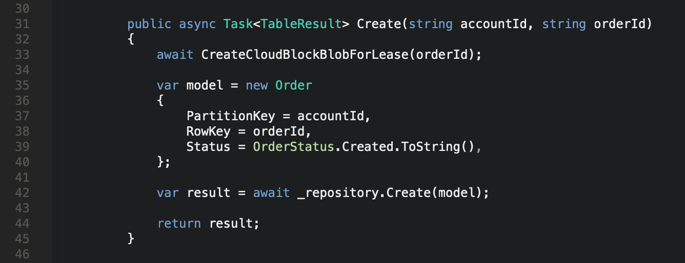 Microsoft Azure Table Storage - Service Create Blob